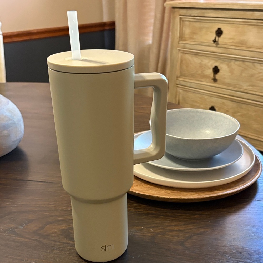 Elegant Cream Slim Mug with Handle